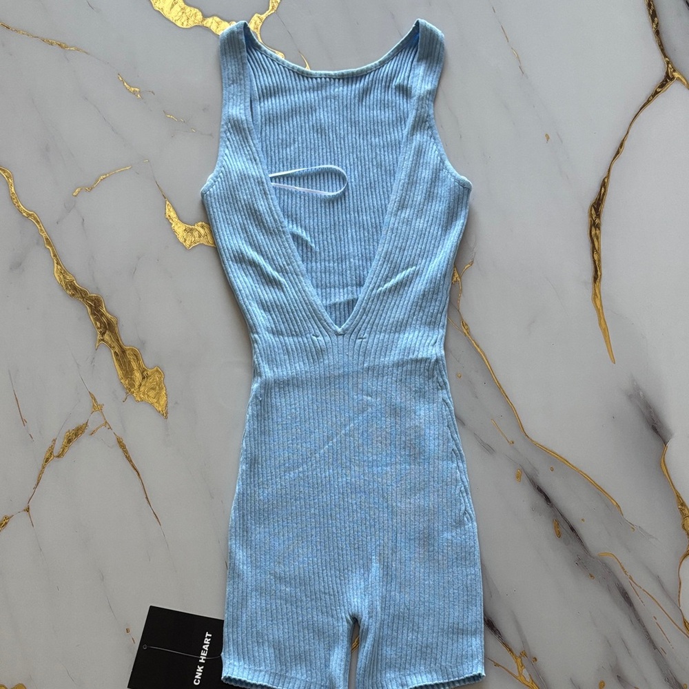Hera Collection Light Blue Ribbed Sleeveless Bodysuit
